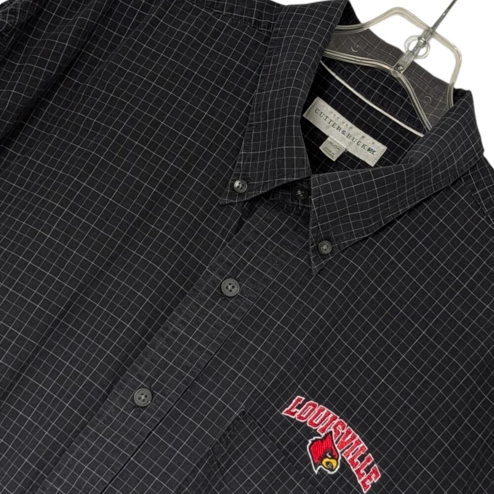 Louisville Cardinals Shirt Mens‎ XL Black Check Long Sleeve College Button Down